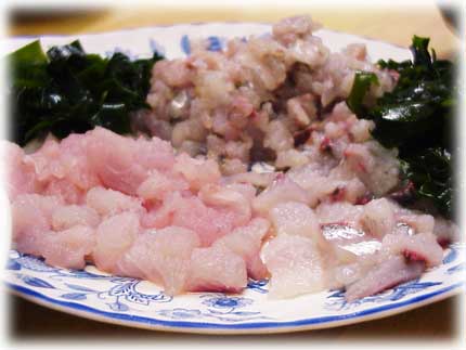 イサキ、トビウオ、アジの刺身