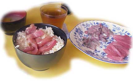 2008年8月3日の昼食、アジ・マグロ